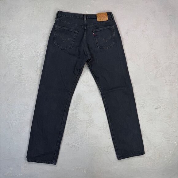 Vintage 1996 Levi's 501 Black Blue Denim Red Tab Jeans MADE IN USA Fit 32 x 32 - Picture 6 of 8